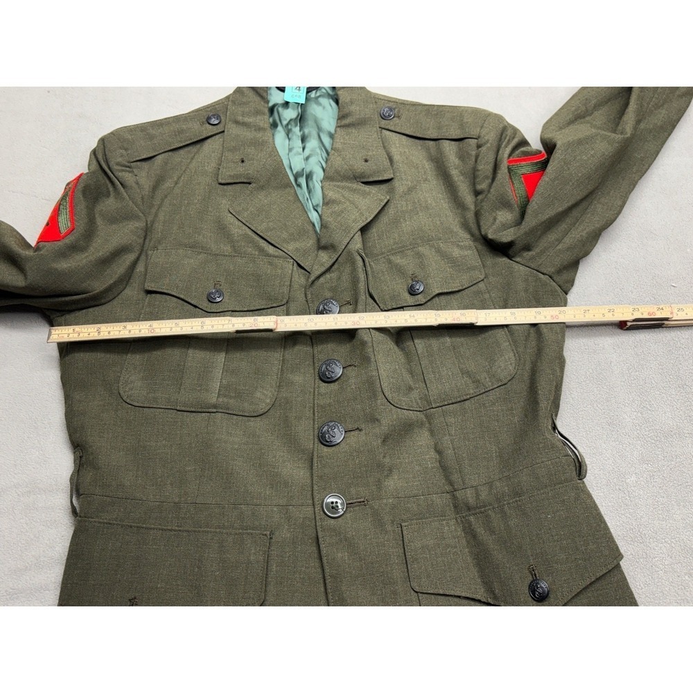 Vintage USMC Service Alpha Uniform Set Green Wool Jacket 44L Trousers 38S 1986 - Picture 5 of 13